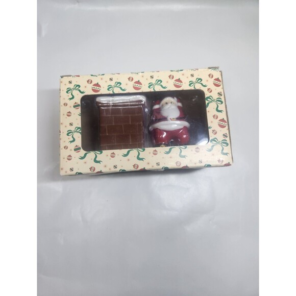 Santa Salt and Pepper  Tinsel Town Santa In Chimney Ceramic Set 180 Degrees - Picture 3 of 13